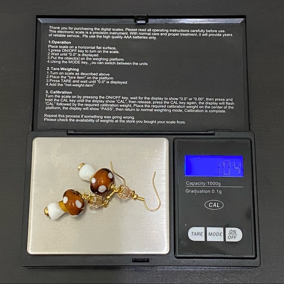 Handmade Mushroom Lampwork Beads Drop Earrings - Picture 6 of 8